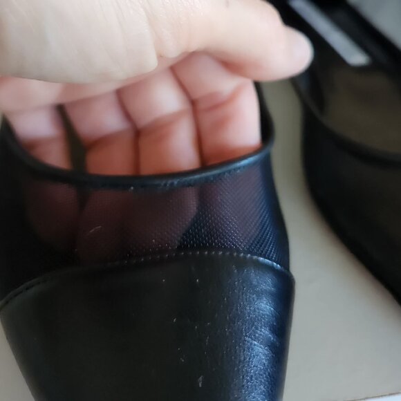 Manolo Blahnik black mesh/leather shoes/ballet flats sz 37 1/2 or US Sz 7.5 - Picture 5 of 10